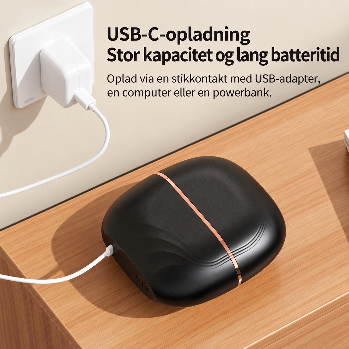 SmoothOn glattebørste tilsluttet USB-C-opladning